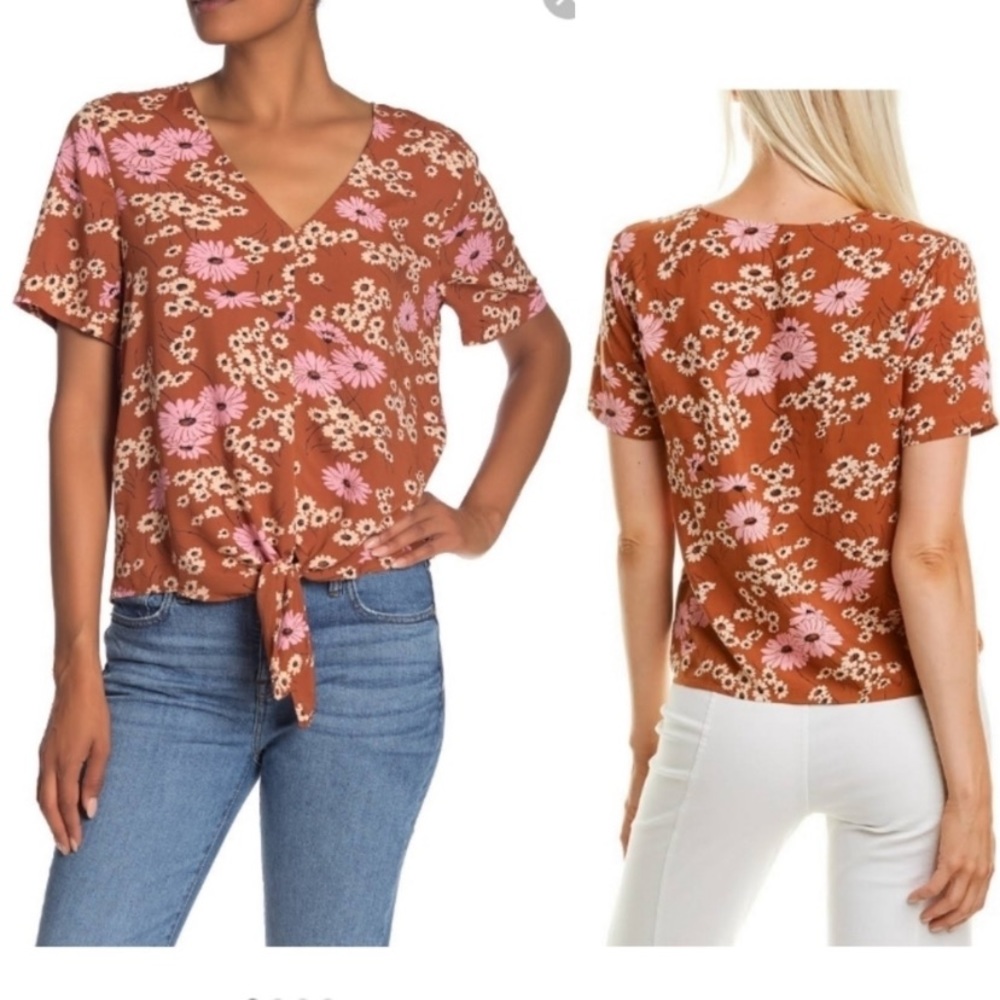 Madewell Hillside Daisy Tie Front Top